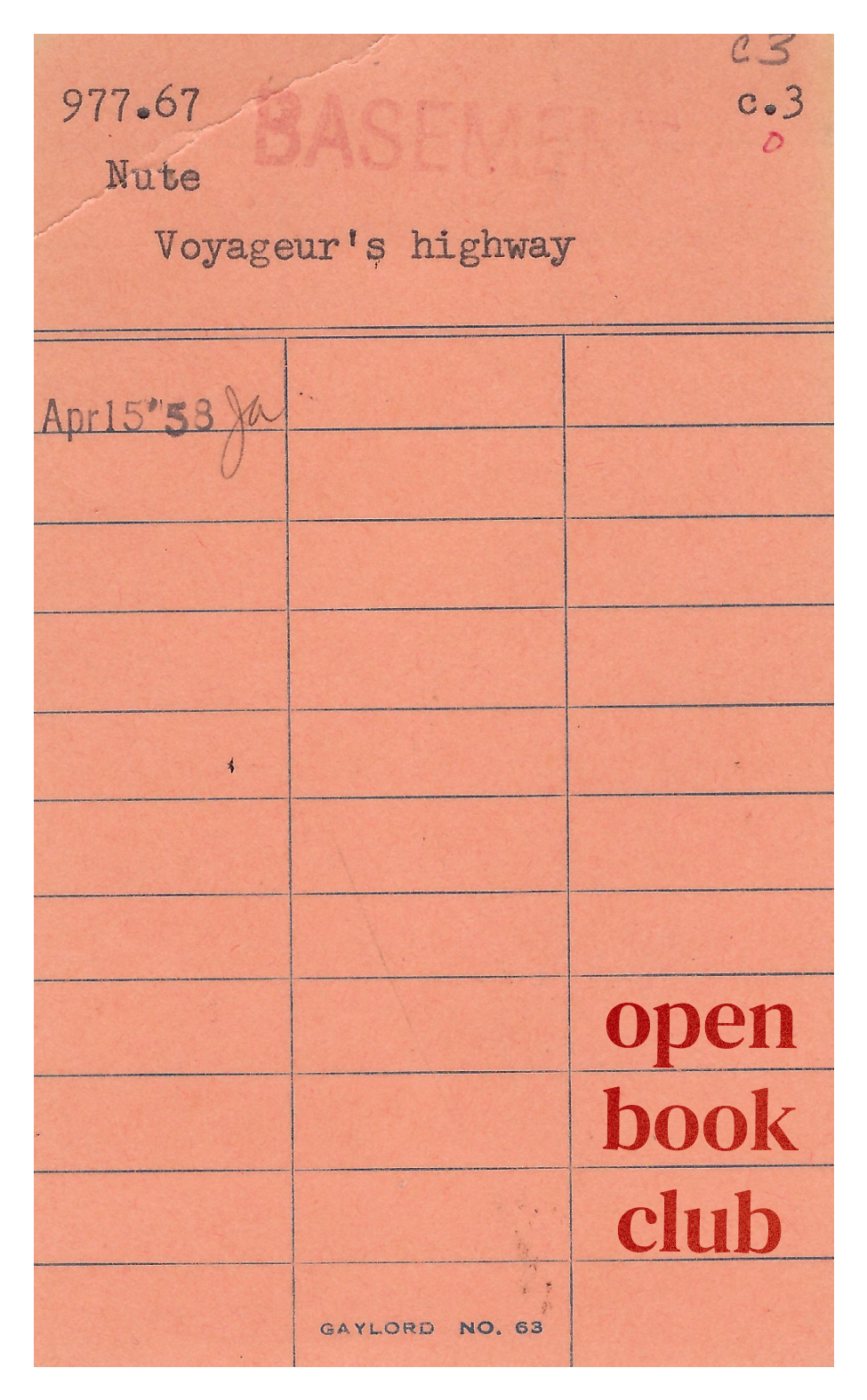 Vintage Library Checkout Card Bookmark